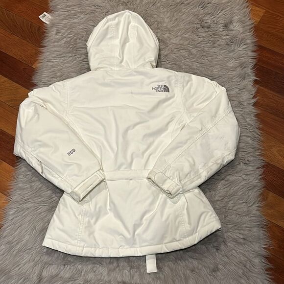 The north face white and gray belted logo nylon Insulated winter jacket - Picture 9 of 11